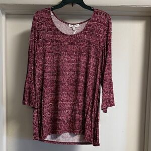 Rose & Olive Pink Textured Long Sleeve Top